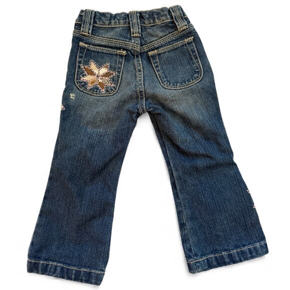 BABY GAP Girls 2t Fair Isle EMBROIDERED Denim Toddler Nordic Winter star Pants - Picture 2 of 9